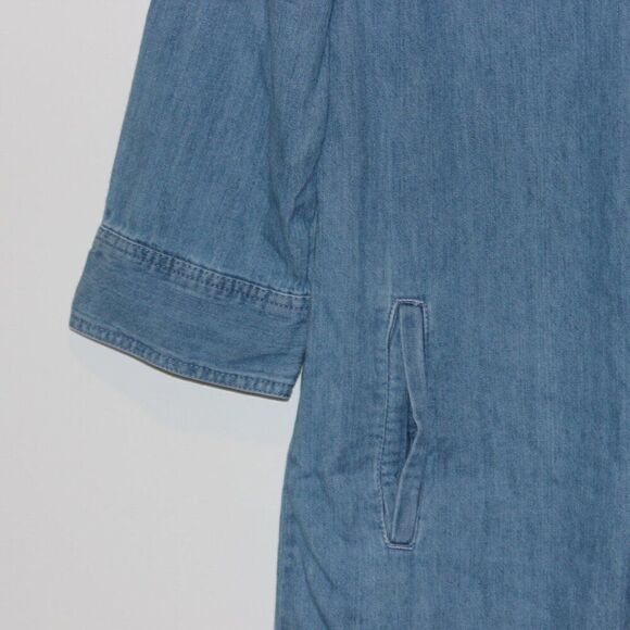 Talbots Blue 100% Cotton Blend Button Down Denim Shirt Dress Women's Size 4 - Picture 9 of 12